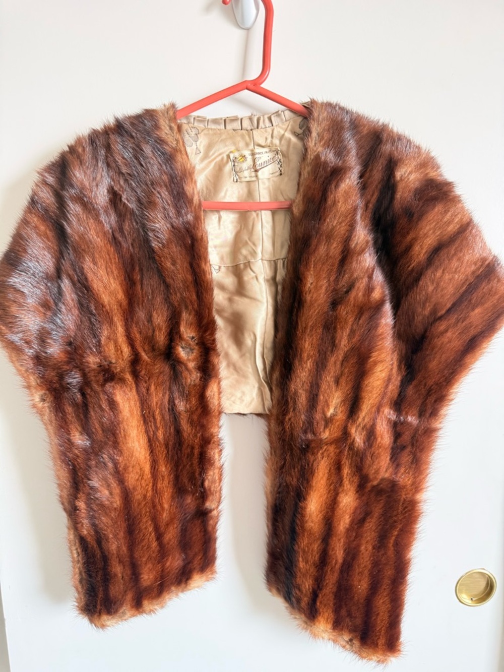 Vintage Brown Faux Fur Stole Wrap - Women's Scarf
